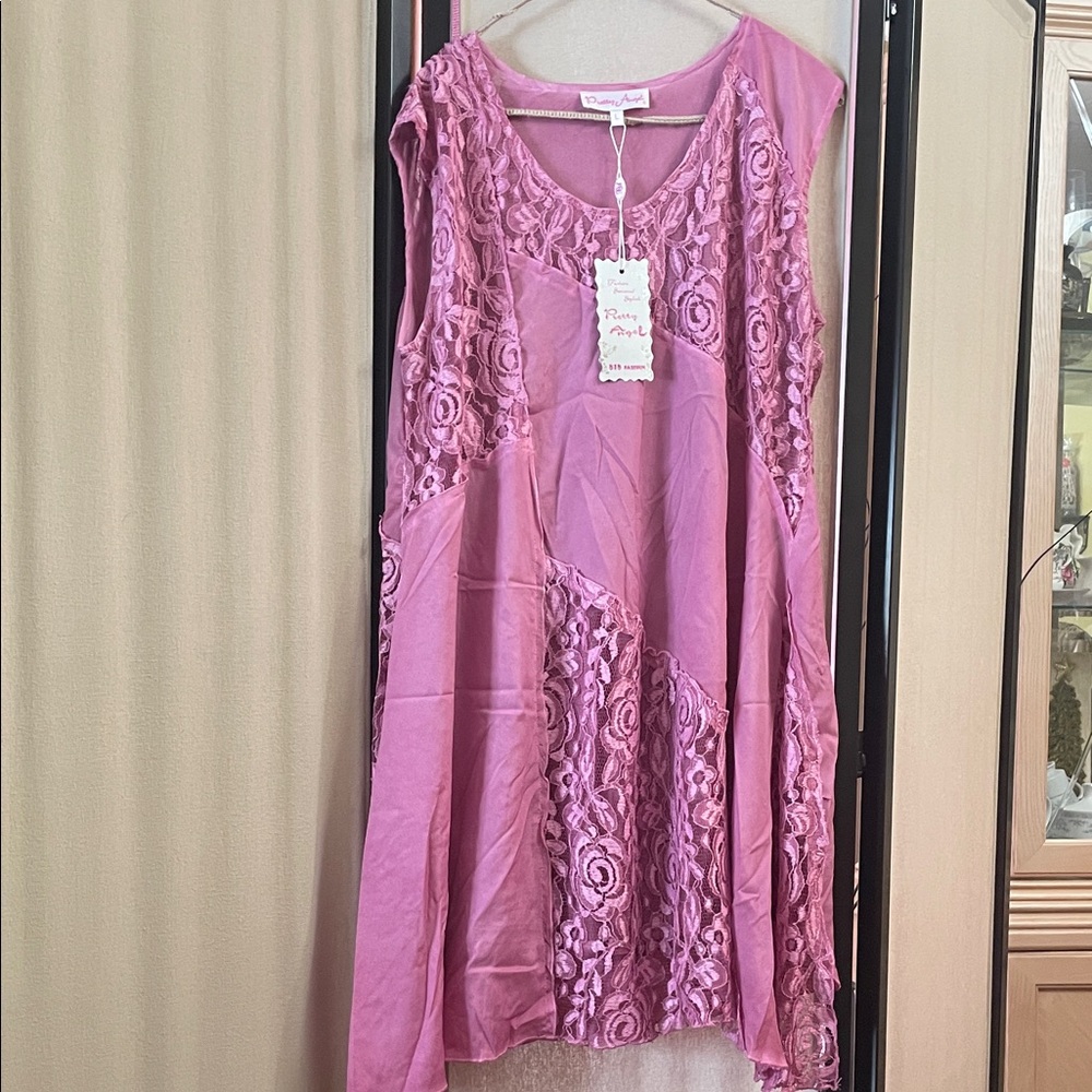 Pretty Angel Pink Lace Overlay Dress.